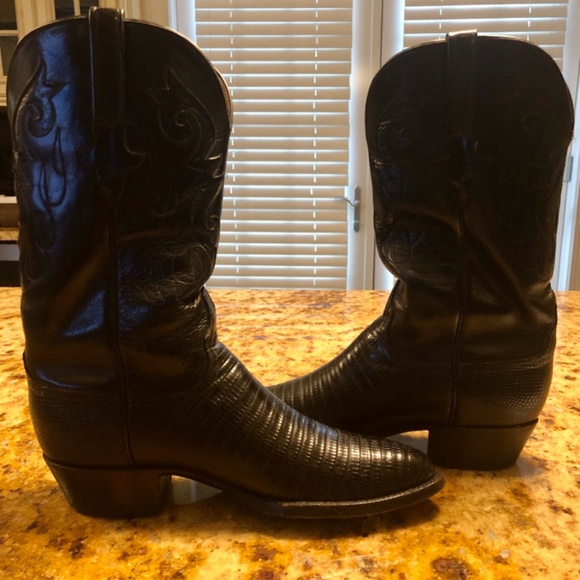 LUCCHESE MEN’S POINTED TOE BLK TEJU LIZARD - Picture 3 of 10